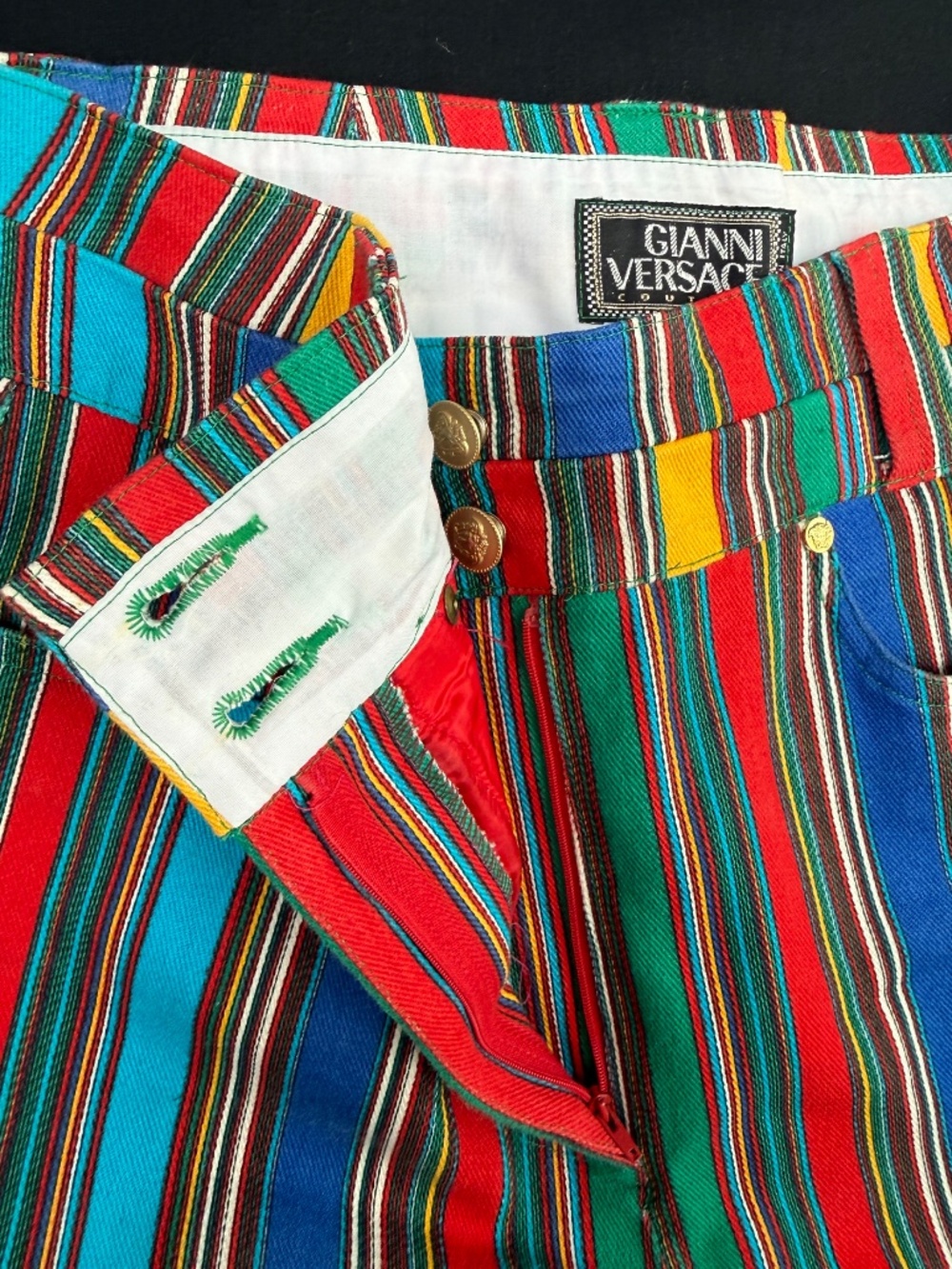 Gianni Versace Couture vintage striped multicolour jeans - Picture 5 of 10